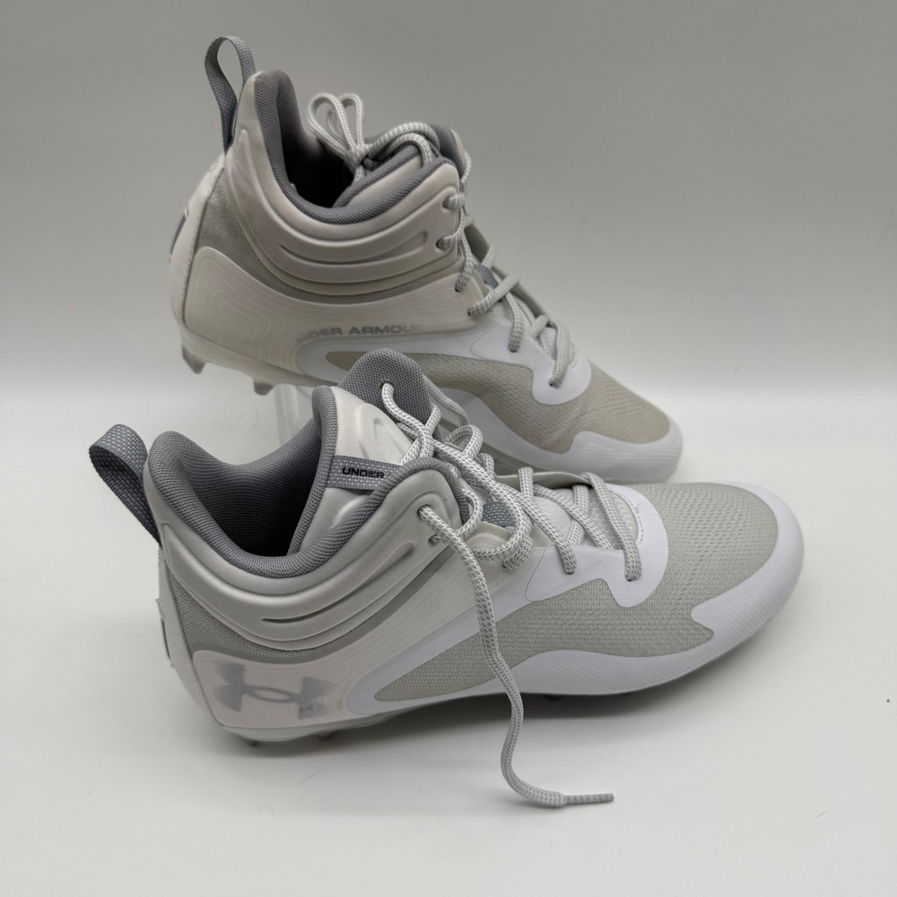 Under Armour UA Command MC Mid Mens Football Cleats White Gray 11.5